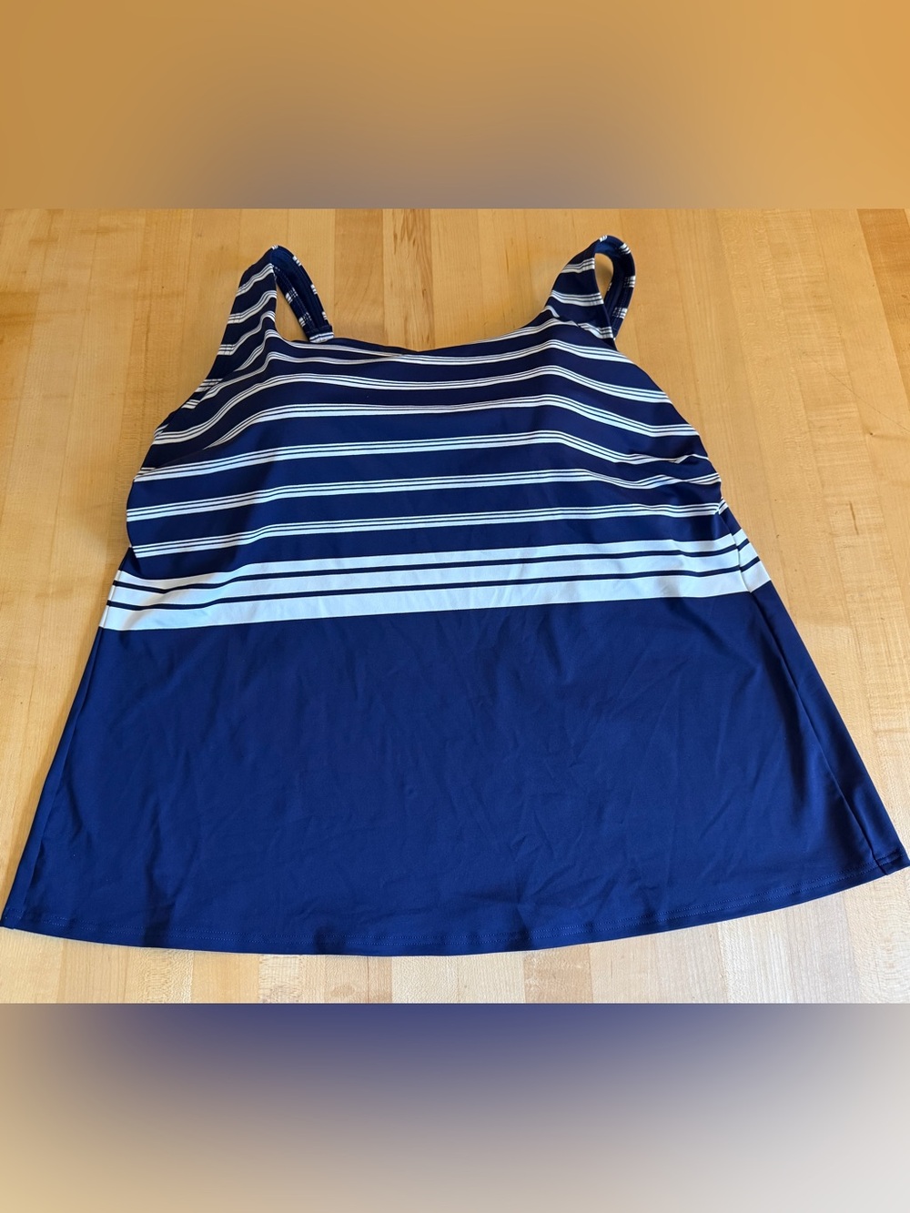 Lands End Chlorine Resistant Square Neck Underwire Tankini Swim Top Navy 18W - Picture 6 of 11